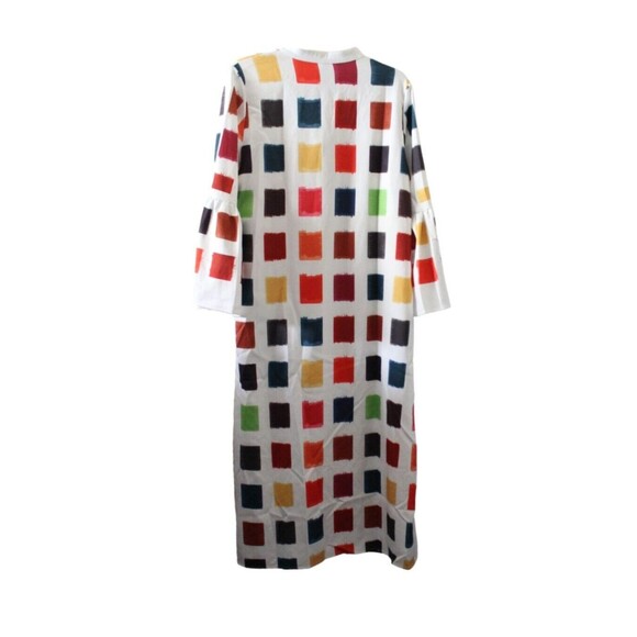 Koandaily V Neck Maxi Shift Dress Multicolor Geometric Pattern Bell Sleeves Sz 8 - Picture 5 of 8